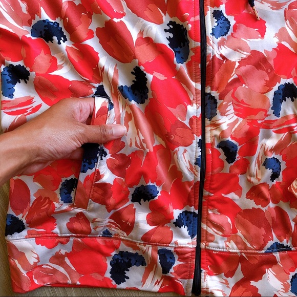 NWOT AERIE Floral Zip Up Pink Navy Track Jacket - Picture 5 of 8